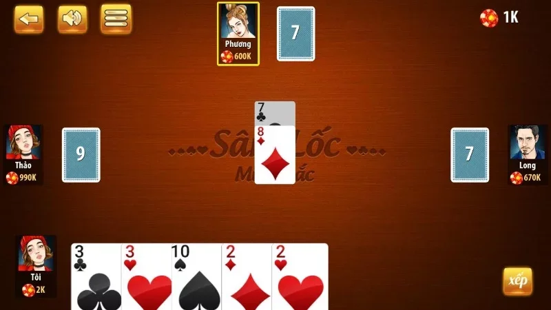 Có sự sắp xếp các quân bài hợp lý