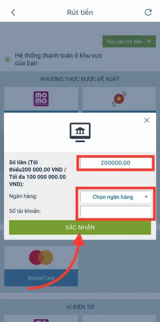 Bước 4 Hướng Dẫn Rút Tiền 1XBET