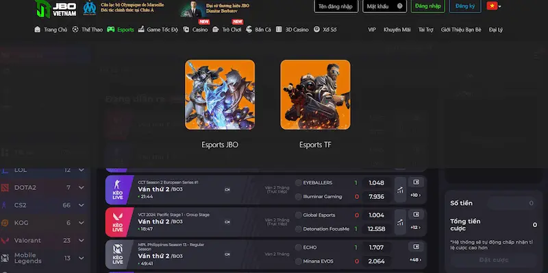 Trang cá độ esports JBO
